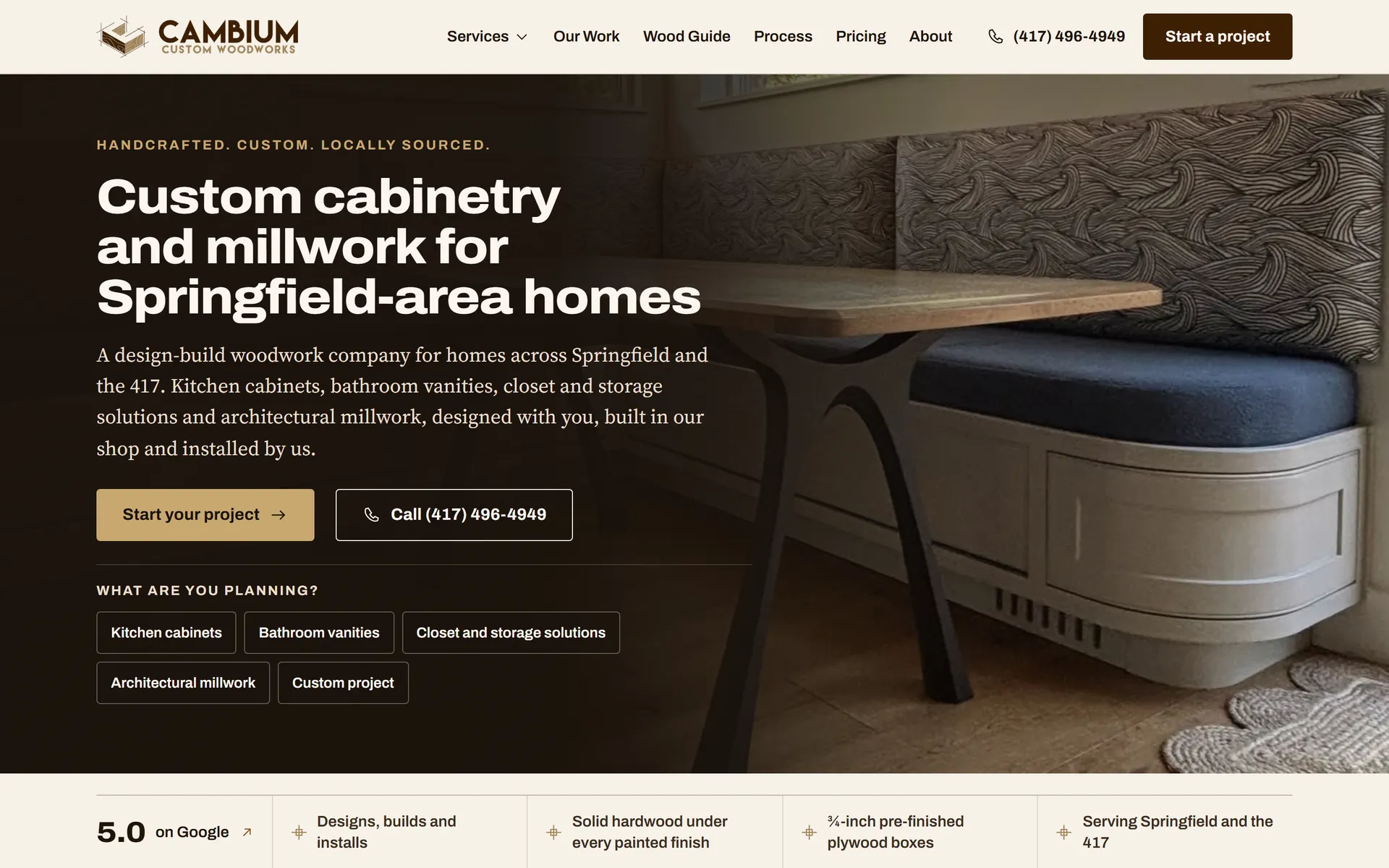 Cambium Custom Woodworks website built by EMOR
