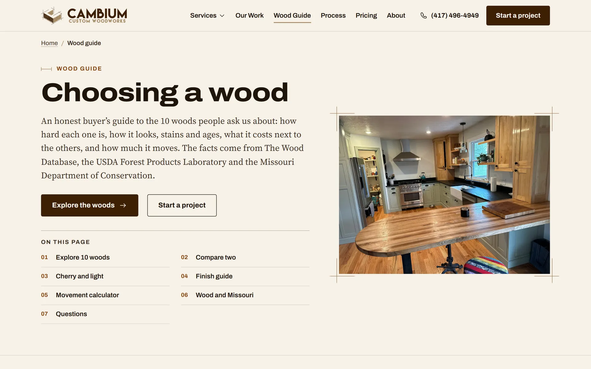 Cambium wood guide comparing 10 woods, sourced to The Wood Database, the USDA Forest Products Laboratory and the Missouri Department of Conservation