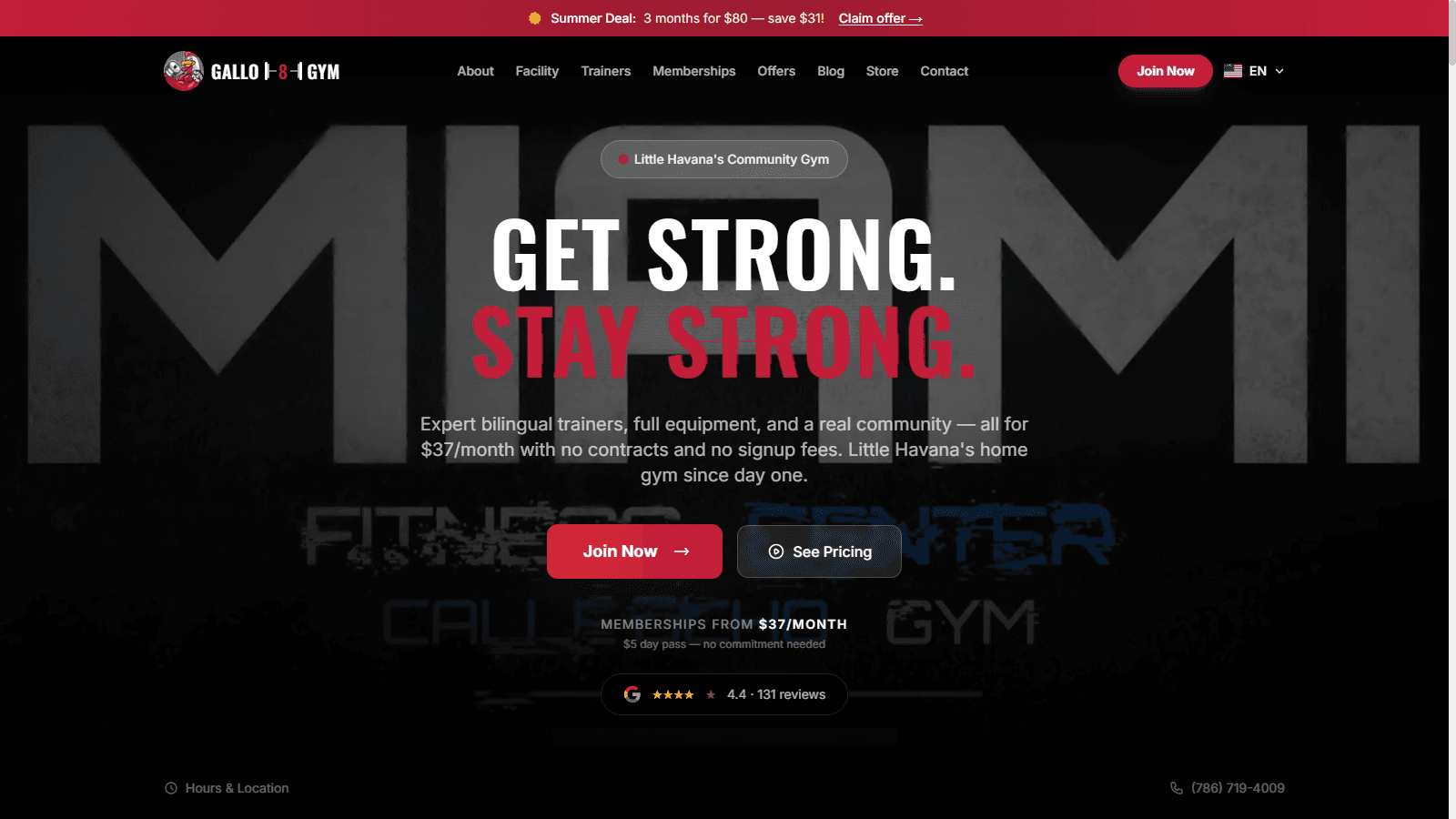 Gallo 8 Gym website built by EMOR