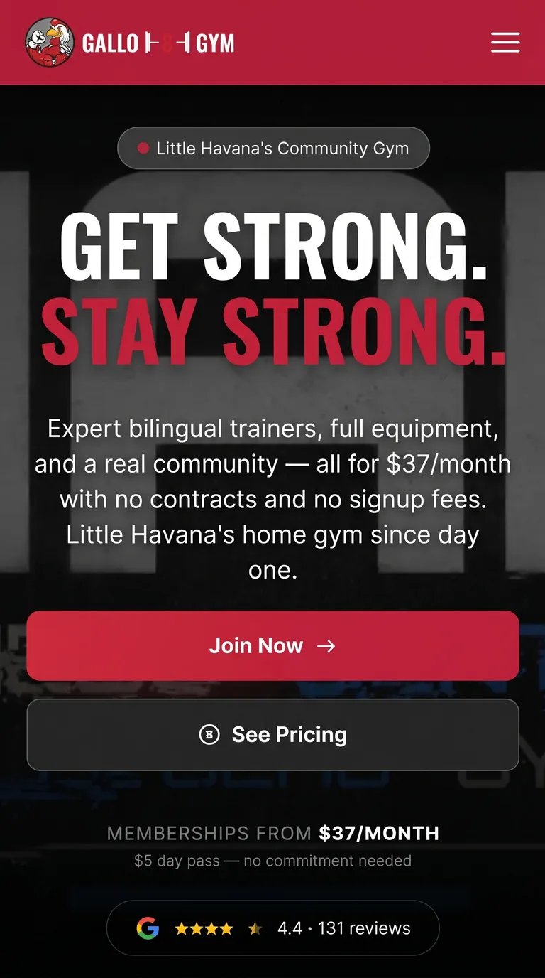 Gallo 8 Gym mobile site, built by EMOR