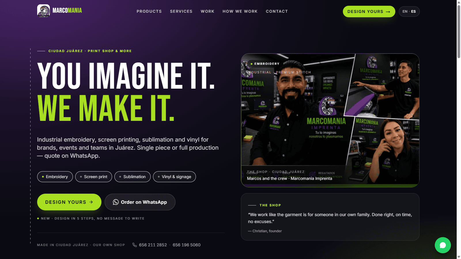 Marcomania Imprenta website built by EMOR