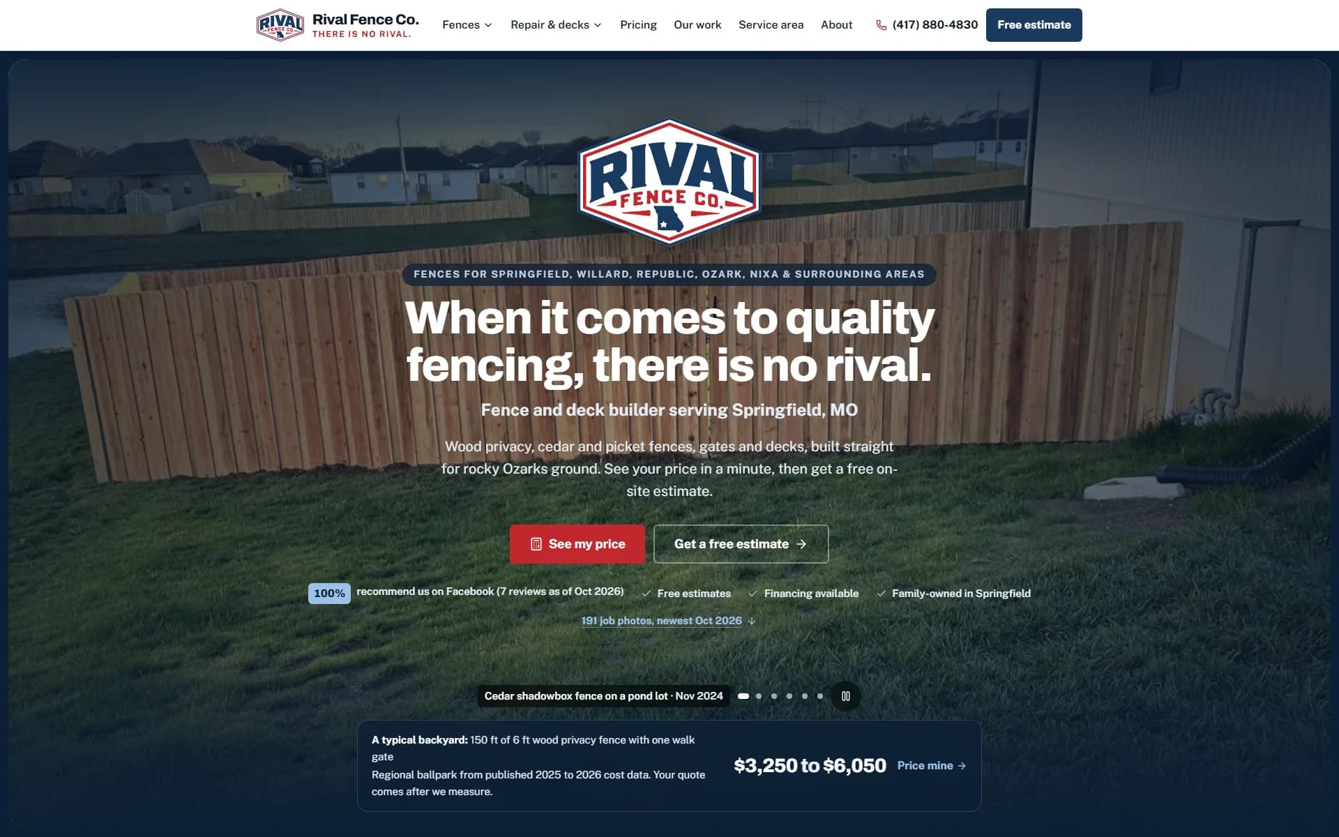Rival Fence Co. website built by EMOR